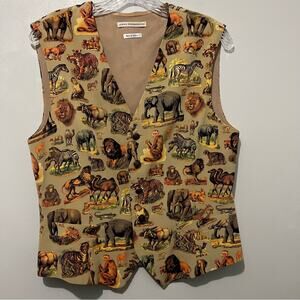 Anne Pinkerton Silk Animal Print Vest | Women’s Size Large